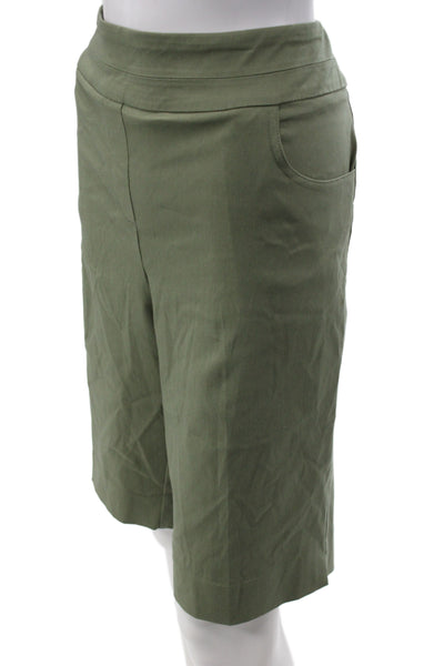 Renuar Womens Bermuda Shorts Green 74% Rayon Pull On Size 16