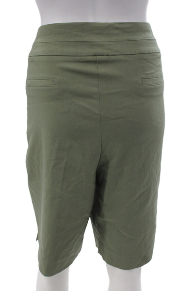 Renuar Womens Bermuda Shorts Green 74% Rayon Pull On Size 16