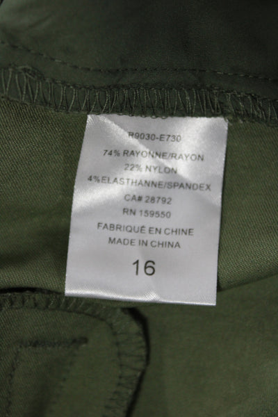 Renuar Womens Bermuda Shorts Green 74% Rayon Pull On Size 16