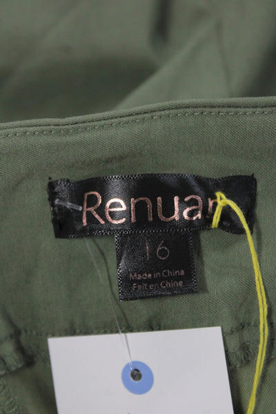 Renuar Womens Bermuda Shorts Green 74% Rayon Pull On Size 16