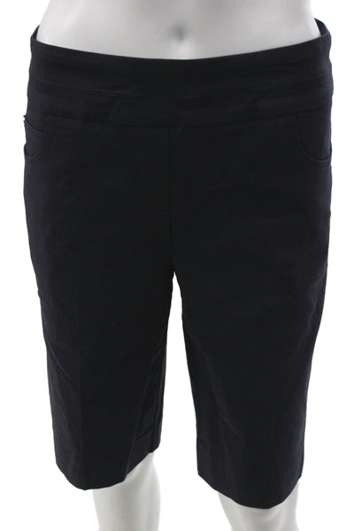 Renuar Women Bermuda Shorts Black Rayon Pull On Size 4