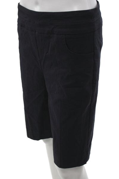 Renuar Women Bermuda Shorts Black Rayon Pull On Size 4