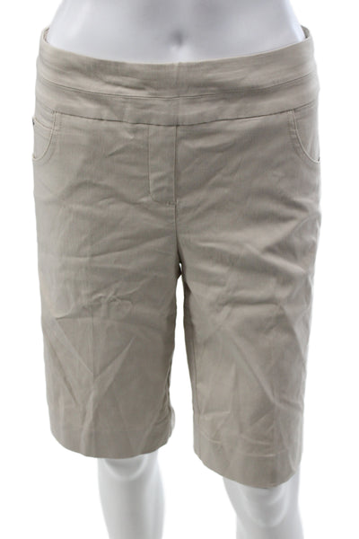 Renuar Women Bermuda Shorts Beige Pull On Rayon Size 2