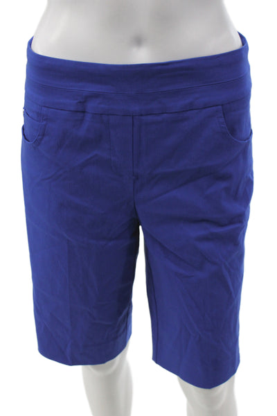 Renuar Womens Bermuda Shorts Blue Pull On Solid Rayon Size 4