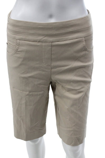 Renuar Women Bermuda Shorts Beige Pull On Rayon Size 0