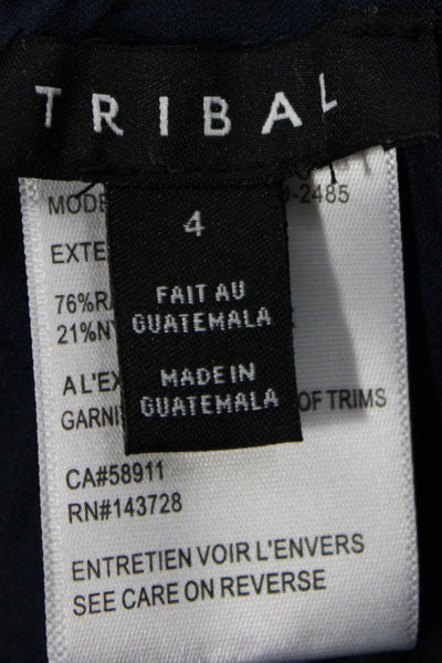 Tribal Women Bermuda Shorts Blue Pull On Rayon Solid Size 4