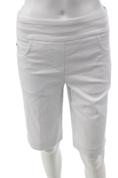 Renuar Womens Bermuda Shorts White Solid Rayon Pull On Size 0