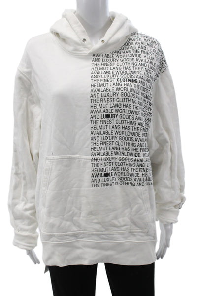 Helmut Lang Unisex Pullover Hoodie White High Neck Graphic Logo Size M
