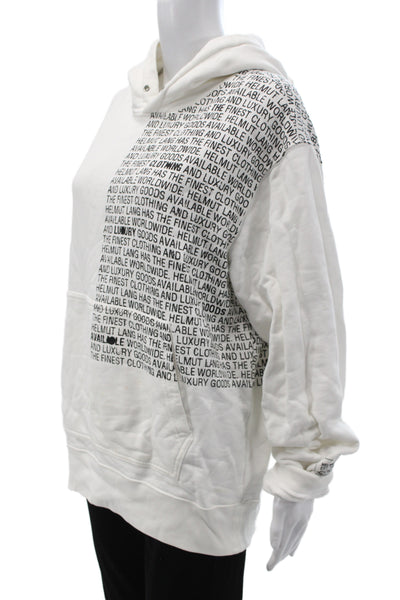 Helmut Lang Unisex Pullover Hoodie White High Neck Graphic Logo Size M