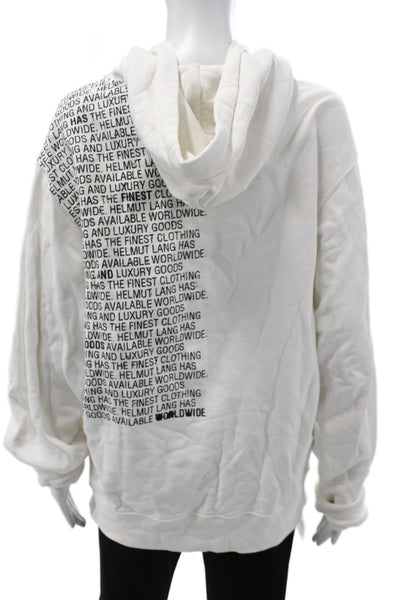 Helmut Lang Unisex Pullover Hoodie White High Neck Graphic Logo Size M