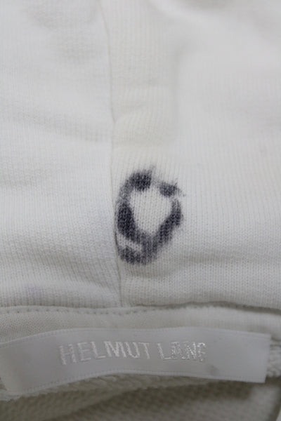 Helmut Lang Unisex Pullover Hoodie White High Neck Graphic Logo Size M