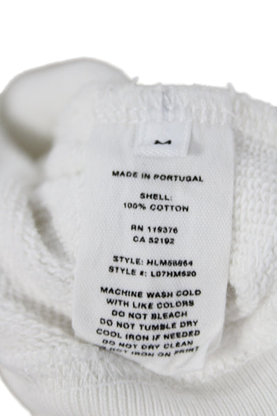 Helmut Lang Unisex Pullover Hoodie White High Neck Graphic Logo Size M