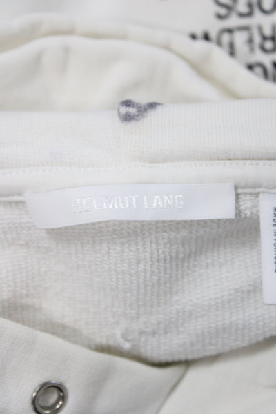 Helmut Lang Unisex Pullover Hoodie White High Neck Graphic Logo Size M