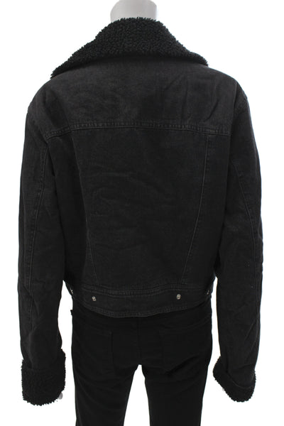 Veronica Beard Womens Biker Jacket Black Zip Cotton Long Sleeve Size S