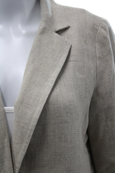 Michael Michael Kors Women Basic Linen Jacket Beige 3/4 Sleeve Button Size 6