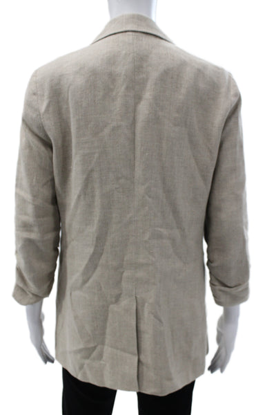 Michael Michael Kors Women Basic Linen Jacket Beige 3/4 Sleeve Button Size 6