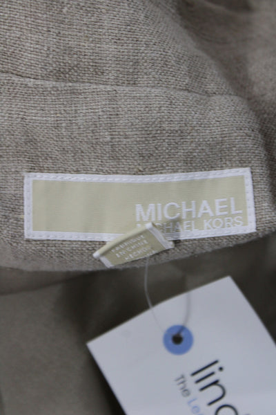 Michael Michael Kors Women Basic Linen Jacket Beige 3/4 Sleeve Button Size 6