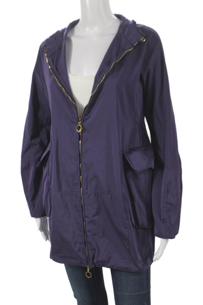 Moncler Women Purple Windbreaker Zip Polyester Size 0