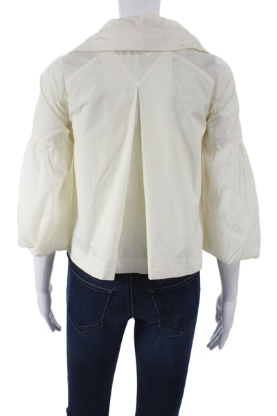 Burberry London Women Basic Jacket Ivory 3/4 Sleeve Zip Nylon Size 2