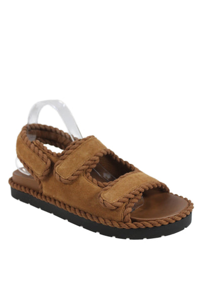 Bottega Veneta Womens Suede Jack Flats Sandals Shoes Brown Size 10