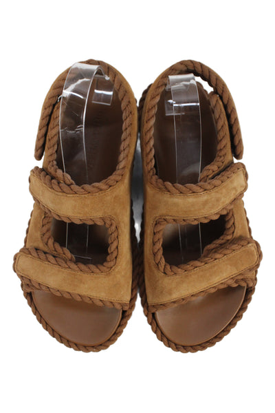 Bottega Veneta Womens Suede Jack Flats Sandals Shoes Brown Size 10