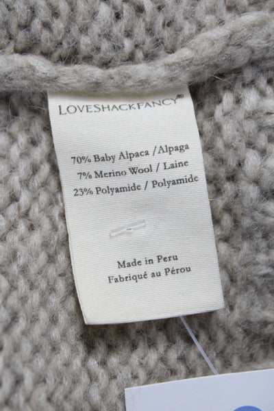 Love Shack Fancy Womens Beige Baby Alpaca Boat Neck Pullover Bohemian Size M