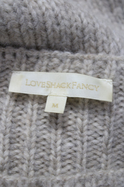 Love Shack Fancy Womens Beige Baby Alpaca Boat Neck Pullover Bohemian Size M
