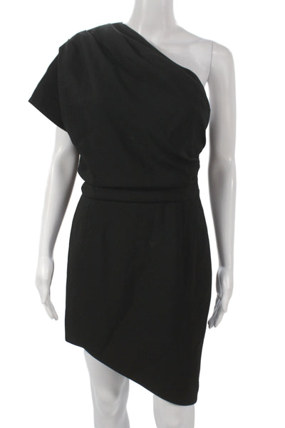 Saint Laurent Womens Black Sheath Dress One Shoulder Sleeveless Zip Size 42