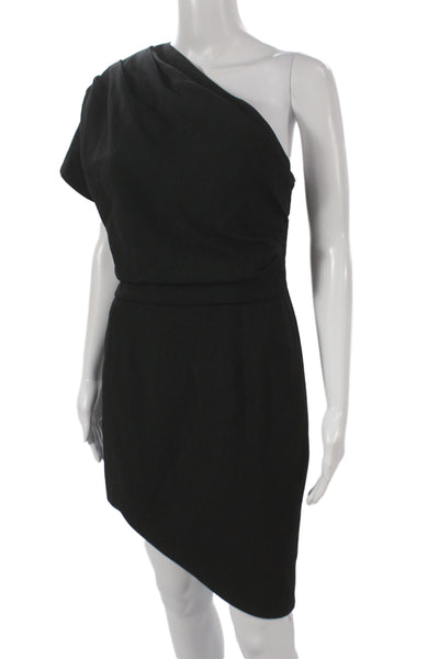 Saint Laurent Womens Black Sheath Dress One Shoulder Sleeveless Zip Size 42