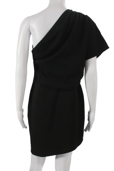 Saint Laurent Womens Black Sheath Dress One Shoulder Sleeveless Zip Size 42