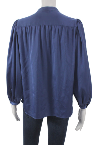 Gerard Darel Women Basic Blue Collared Button Blouse 3/4 Sleeve Size 36