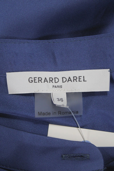 Gerard Darel Women Basic Blue Collared Button Blouse 3/4 Sleeve Size 36