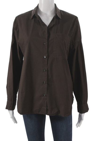 Alex Mill Women Collared Button-Up Cotton 3/4 Sleeve Brown Size XS
