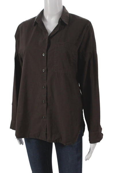 Alex Mill Women Collared Button-Up Cotton 3/4 Sleeve Brown Size XS