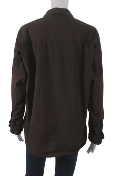 Alex Mill Women Collared Button-Up Cotton 3/4 Sleeve Brown Size XS