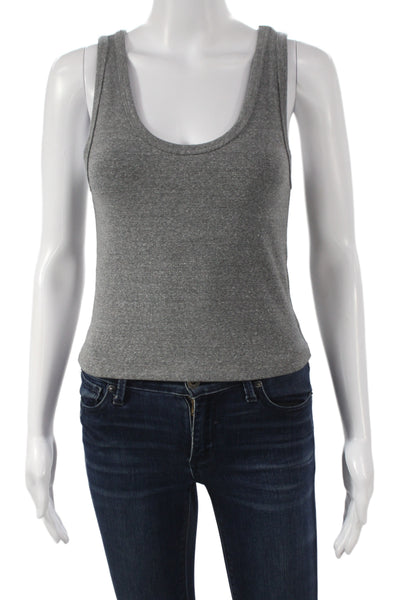 Perfect White Tee Womens Gray Scoop Neck Sleeveless Basic Tank Size S