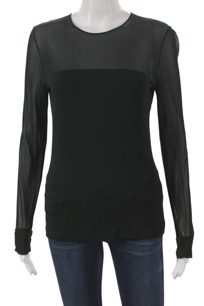 Ralph Lauren Purple Label Women Black Viscose Long Sleeve Blouse Size M