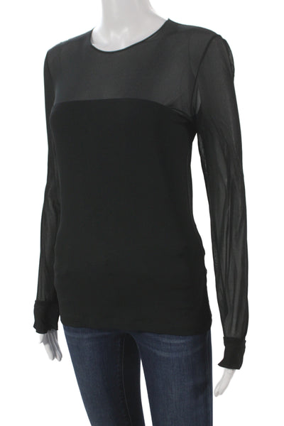 Ralph Lauren Purple Label Women Black Viscose Long Sleeve Blouse Size M