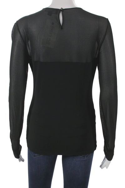 Ralph Lauren Purple Label Women Black Viscose Long Sleeve Blouse Size M