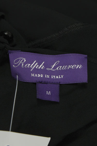 Ralph Lauren Purple Label Women Black Viscose Long Sleeve Blouse Size M