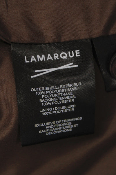 LaMarque Women Brown Animal Print Basic Jacket Button 100% Polyurethane Size M