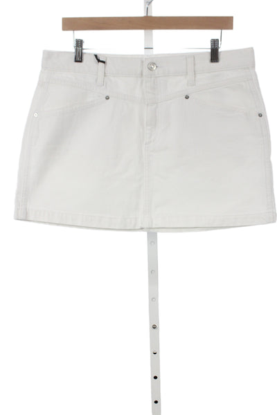 Paige Womens Mini Skirt White 100% Cotton Short Button Size 30
