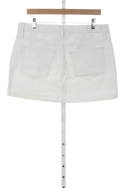 Paige Womens Mini Skirt White 100% Cotton Short Button Size 30