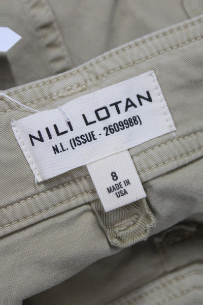 Nili Lotan Womens Chino Pants Beige 98% Cotton Button Inseam 30 Size 8