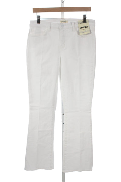 L Agence Women Bootcut Jeans White High Rise Cotton Size 29