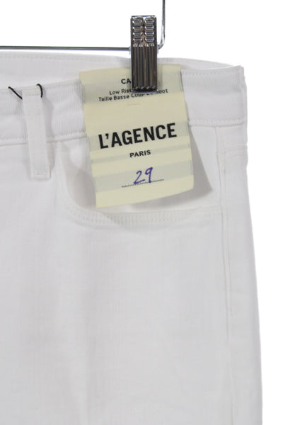 L Agence Women Bootcut Jeans White High Rise Cotton Size 29