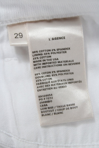 L Agence Women Bootcut Jeans White High Rise Cotton Size 29