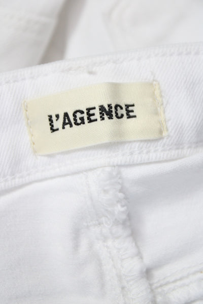 L Agence Women Bootcut Jeans White High Rise Cotton Size 29