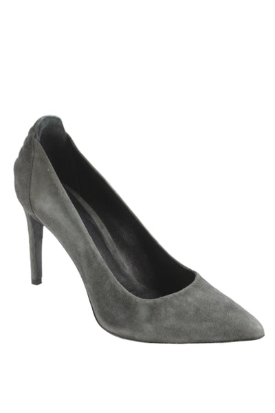 Maje Womens Suede Pointed Toe High Heels Pumps Shoes Gray Size 8