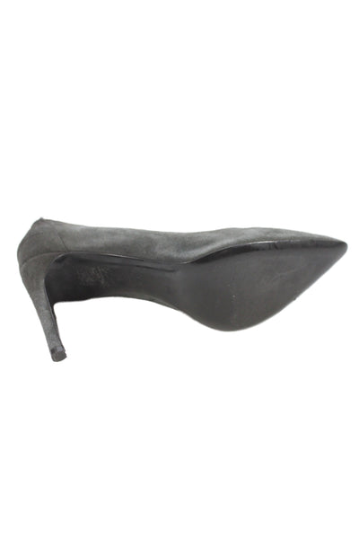 Maje Womens Suede Pointed Toe High Heels Pumps Shoes Gray Size 8